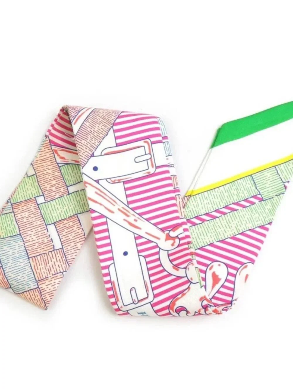 Auth HERMES Twilly Ribbon Scarf Multicolor Silk - Picture 3 of 8